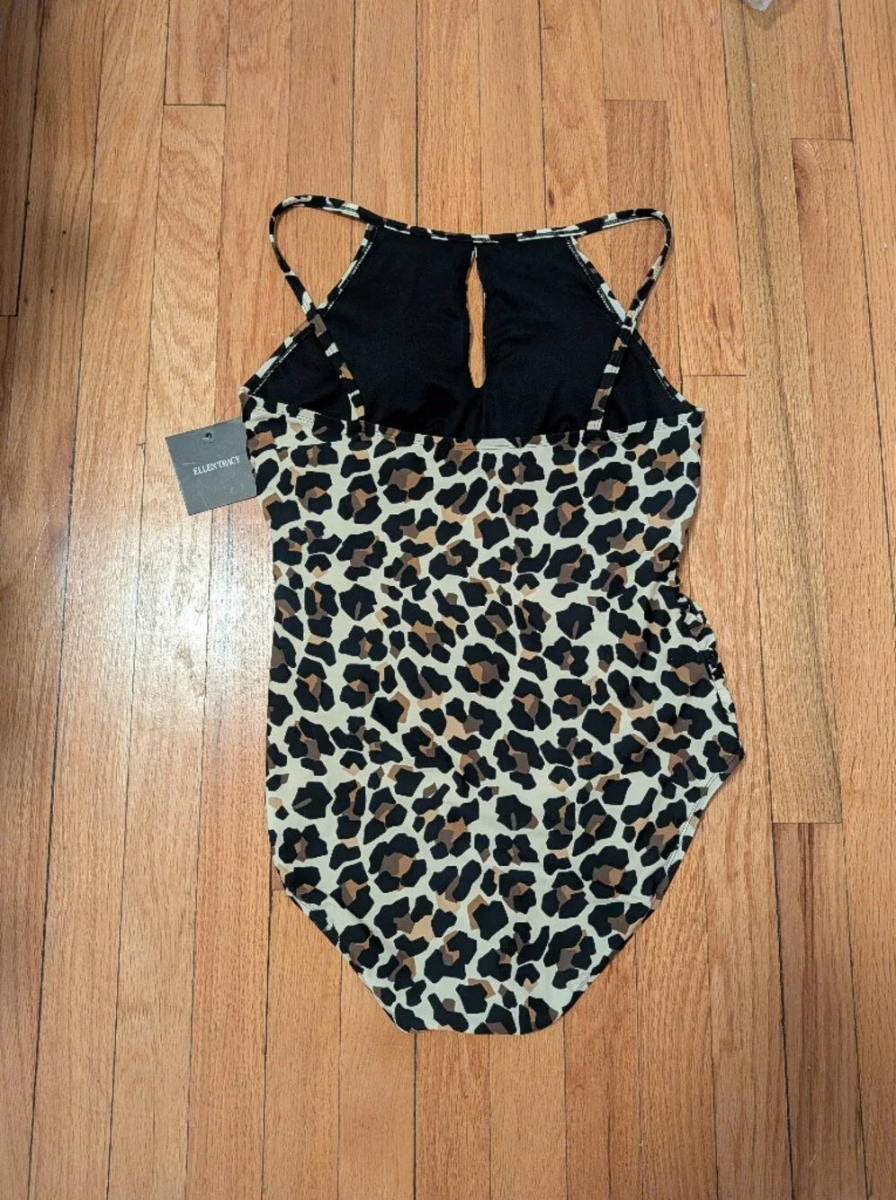 Ellen Tracy NWT Leopard Print High Neck One-Piece Swimsuit